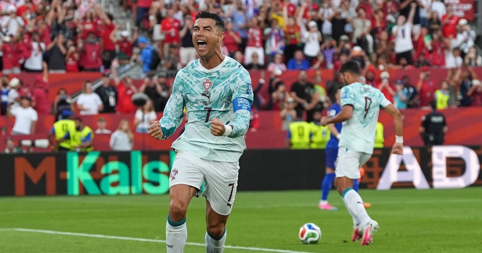 Ronaldo jubelt nach seinem Tor gegen Kroatien bei der WM 2026.
