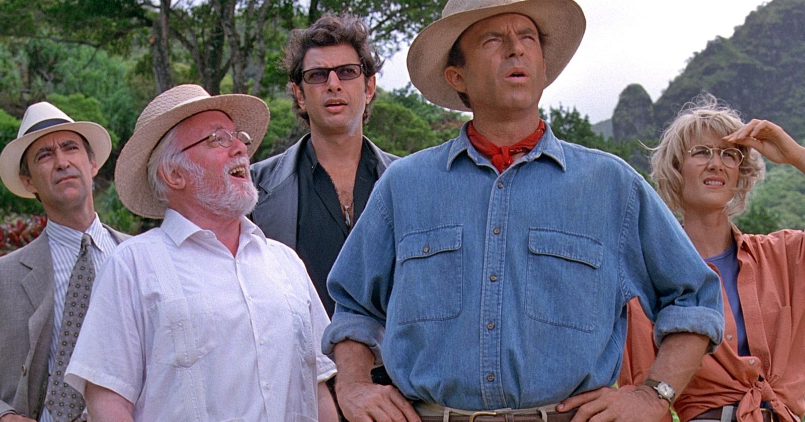 Sam Neill als Dr. Alan Grant in „Jurassic Park“ mit Laura Dern, Jeff Goldblum und Richard Attenborough – der Hollywood-Star ist im Alter von 78 Jahren gestorben.