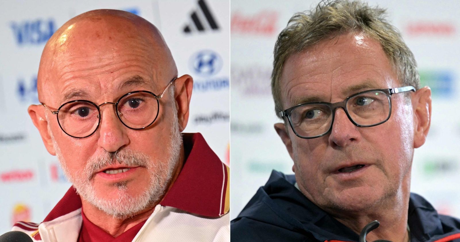 Spanien Trainer Luis de la Fuente und Österreich Trainer vor dem WM-Spiel im direkten Vergleich