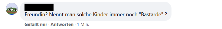 Facebook-Post: "Freundin? Nennt man solche Kinder immer noch Bastarde?"