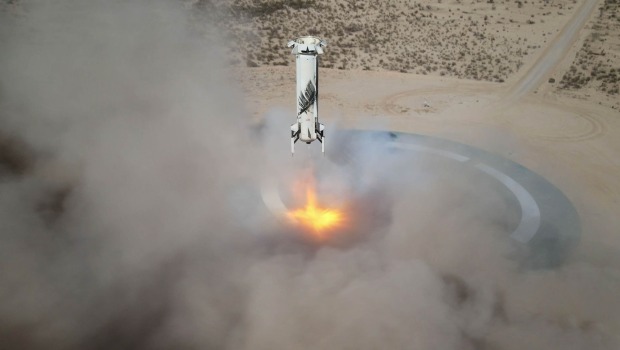 Landung eines "Boosters" | Credit: Blue Origin Media