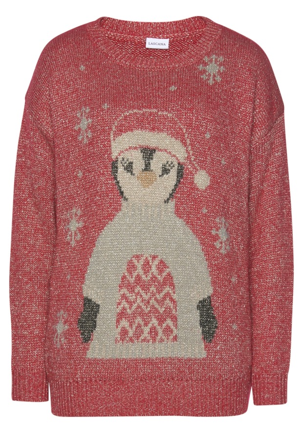 Weihnachtspullover mit Pinguin-Motiv