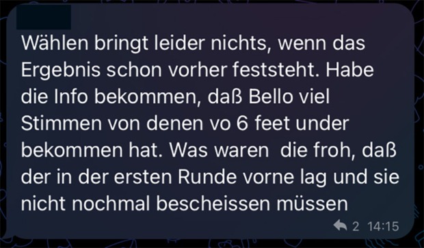 Ausschnitt aus einem Telegram-Chat