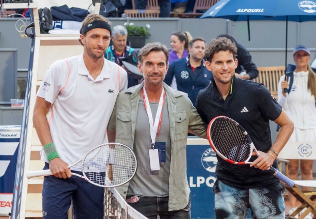 Schlager-Star Florian Silbereisen mit Arthur Rinderknech und Dominic Thiem.