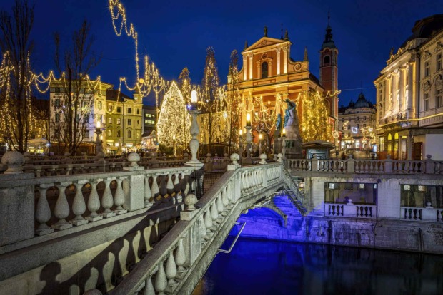 Schöne Beleuchtung in Ljubljana