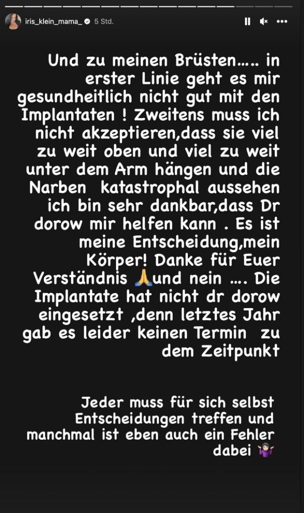 Ein Screenshot mit Text aus Instagram.