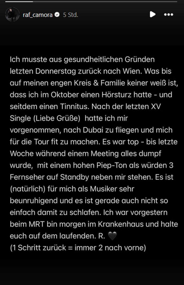 RAF Camoras Nachricht an seine Fans auf Instagram