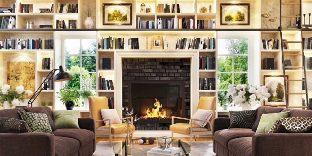 Wohnzimmer mit Bücherwand | Credit: iStock.com/sl-f