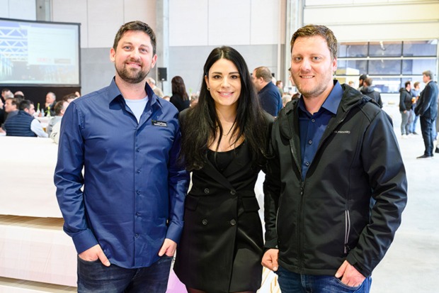 Julian Bartenbach, Martina Franceschini und Matthias Steurer (HolzbauZukunft) (v. li.)