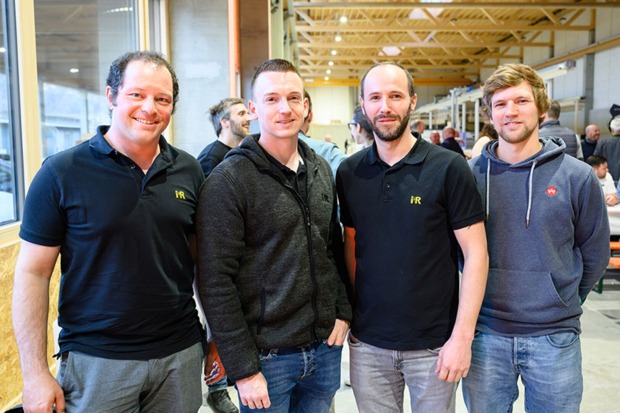 Bernhard Graft, Sebastian Moosmann, Robert Freuis und Stefan Kaar (alle I+R Holzbau) (v. li.)