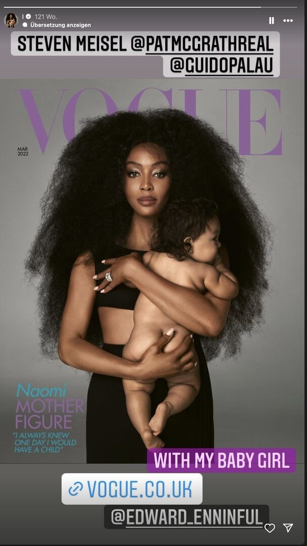 Naomi Campbell und ihr Baby am Cover der Vogue.