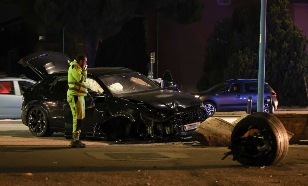 Das Unfallauto von Balotelli in Brescia.