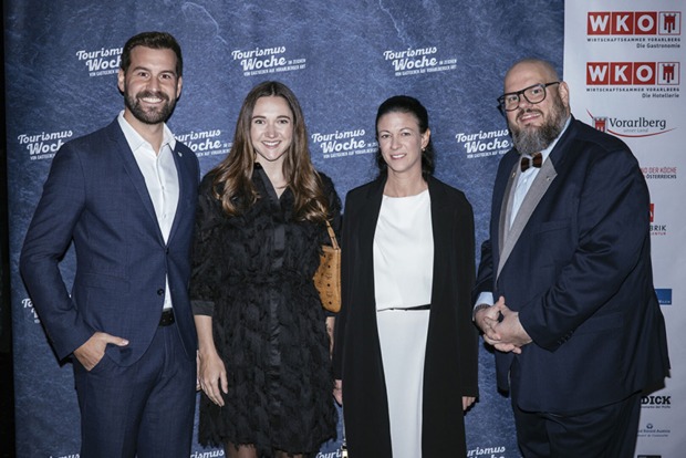 Bgm. Simon Tschann (Bludenz), Julia  Nessler, Nicole Okhowat-Lehner (Dir. GASCHT), KM Mike P. Pansi (FG-Obmann Gastronomie)