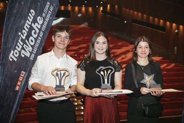 Florian Geiger, Koch (Schiff Hittisau), Sarah  Thoma, Service (HLT Bludenz), Mia Koplenig, Hotel- &amp; Gastgewerbeassistenz (Wellnesshotel Walserhof)