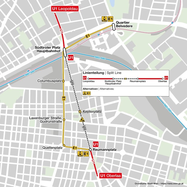 Linienführung der Ersatzstraßenplan