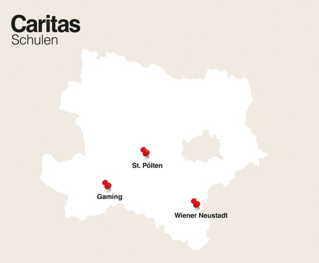 Standorte der Caritas Schulen in Niederösterreich | Credit: Caritas St. Pölten Bildungszentren
