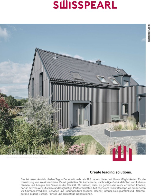 Plakat mit einem Holzhaus | Credit: Swisspearl
