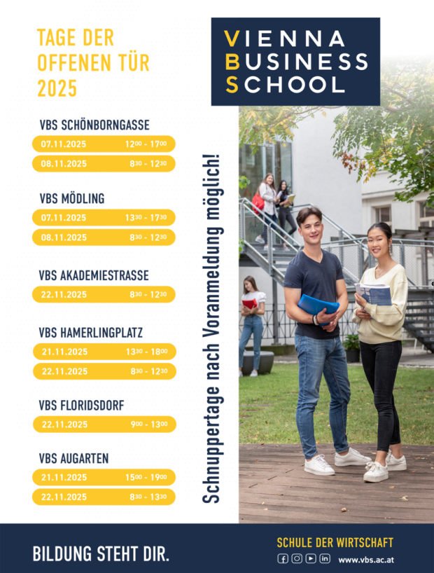 Ankündigungsplakat der Vienna Business School | Credit: Vienna Business School