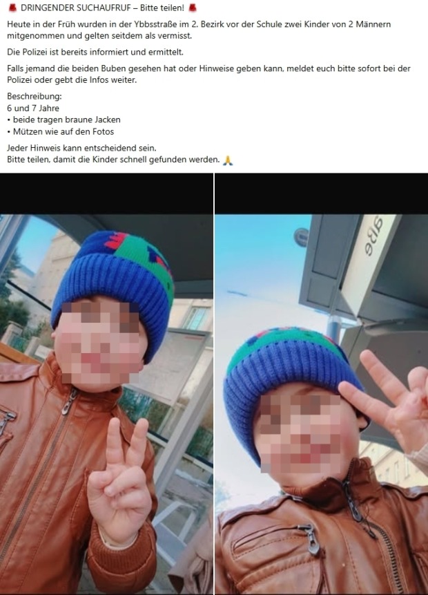 Verpixeltes Bild der beiden vermissten Buben.