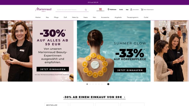 Website von Marionnaud | Credit: Marionnaud