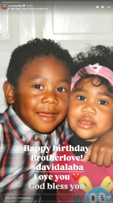 David Alaba als Kind mit seiner Schwester auf einem alten Familienfoto. Seine Schwester gratuliert dem ÖFB-Star auf Instagram mit einem rührenden Geburtagsgruß.
