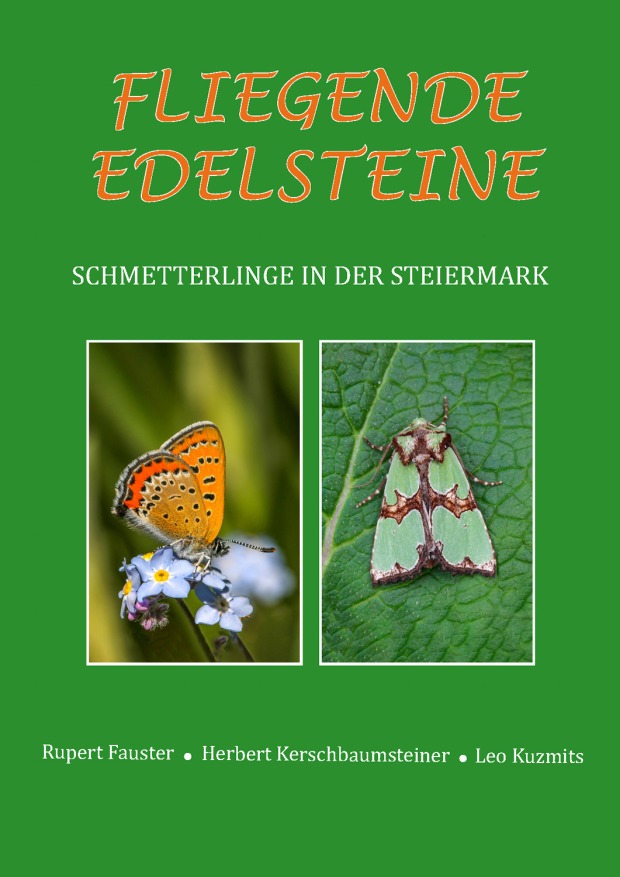 Grüner Buchcover zeigt verschiedene Schmetterlinge