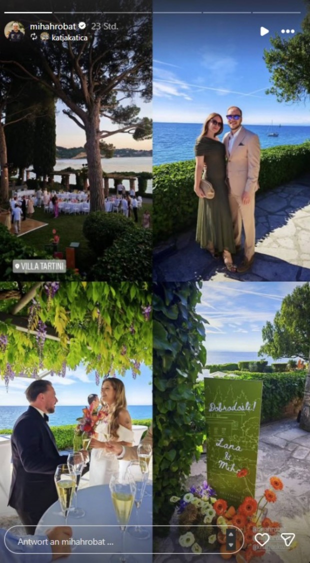 Collage der Hochzeit von Miha Hrobat und Lana Petek