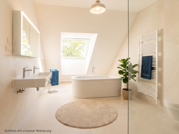 Badezimmer in Naturtönen | Credit: Glorit Bausysteme