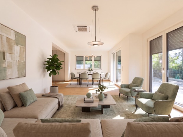 Modernes Wohnzimmer mit hochwertiger Ausstattung | Credit: Glorit Bausysteme