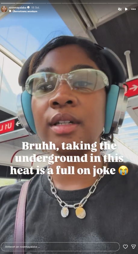 Rose May Alaba, die Schwester von David Alaba, spricht in einer Wiener U-Bahn-Station in ihrer Instagram-Story über die Hitze und die fehlende Kühlung.