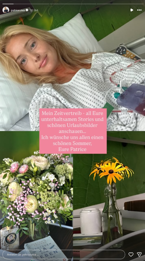 Patrice Aminati im Krankenhaus: Die krebskranke Influencerin zeigt sich im Klinikbett und teilt Blumen sowie Sommergrüße mit ihren Fans.