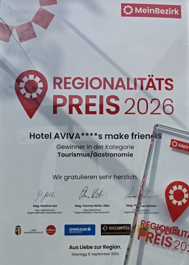 Auszeichnung für das Lifestyle-Hotel AVIVA | Credit: Hotel AVIVA