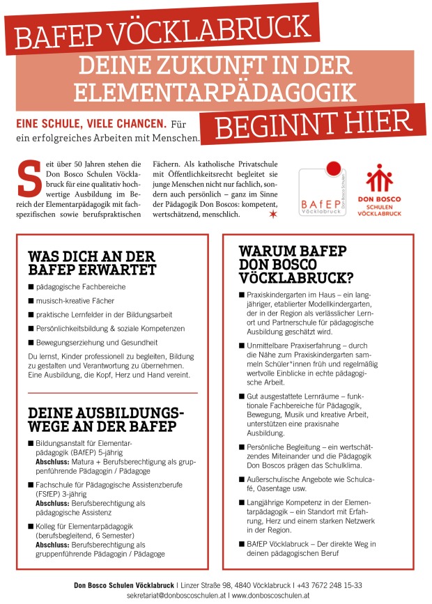 Inserat der BAfEP Vöcklabruck | Credit: BAfEP Vöcklabruck