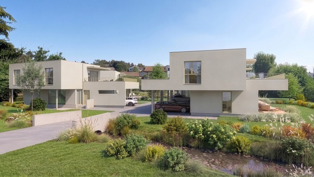 Moderne Wohnhäuser im Grünen | Credit: Freedimensions.at (Visualisierung)
