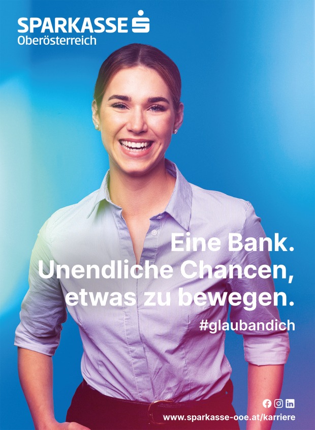 Junge Frau mit aufgekrempelten Ärmeln | Credit: Sparkasse Oberösterreich