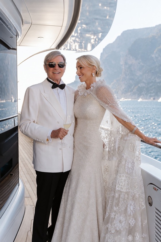 Hans-Peter Wild und Christine Wild bei ihrer Hochzeit auf der Yacht M/Y GO vor Capri