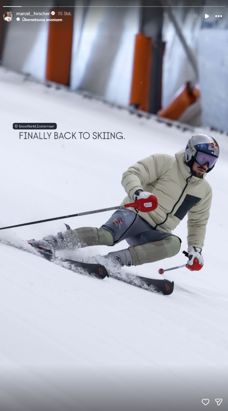 Marcel Hirscher fährt nach acht Monaten Pause wieder Ski in der SnowWorld Zoetermeer in den Niederlanden.