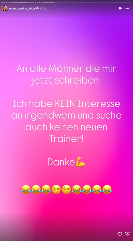 Martina Reuter richtet sich nach ihrer Trennung mit einer deutlichen Instagram-Story an interessierte Männer.