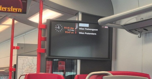 Verspätungsanzeige der Wiener S-Bahn Linie S3 zwischen Wien Floridsdorf und Wien Praterstern