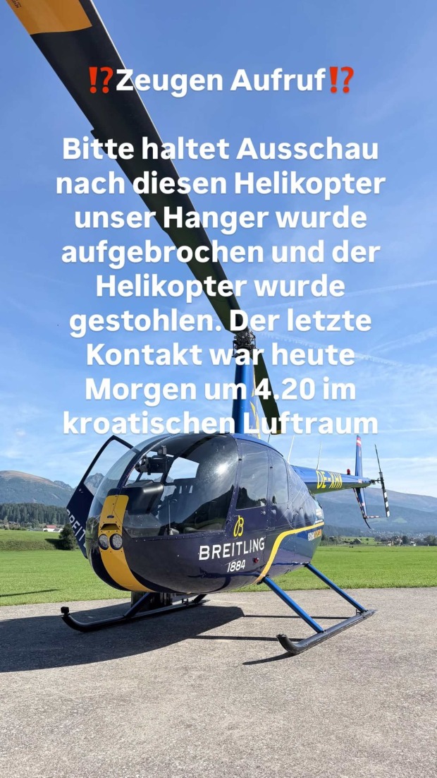 Aufnahme des gestohlenen Helikopters von Thomas Morgenstern
