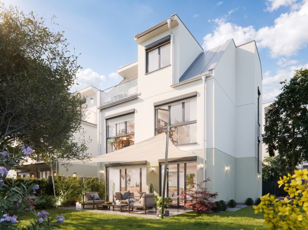 Modernes Wohnhaus im Grünen | Credit: AI-bearbeitet/Echtfotos mit virtueller Möblierung/Glorit Bausysteme