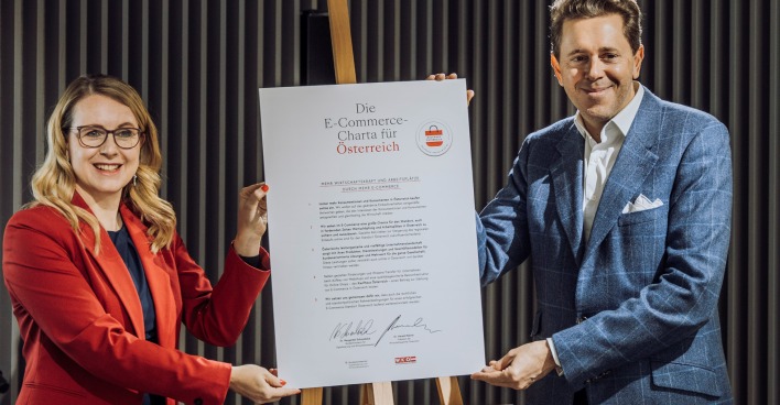Bundesministerin Margarete Schramböck und WKÖ-Präsident Harald Mahrer