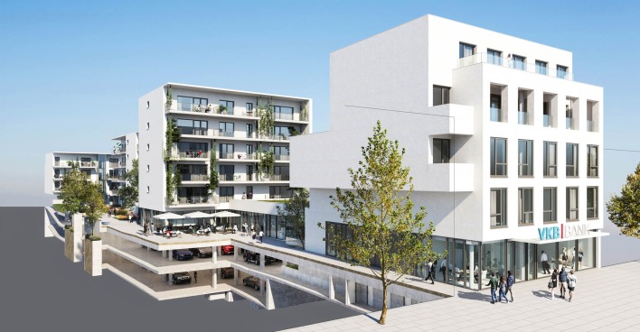 Rendering der neuen VKB Filiale in Wels