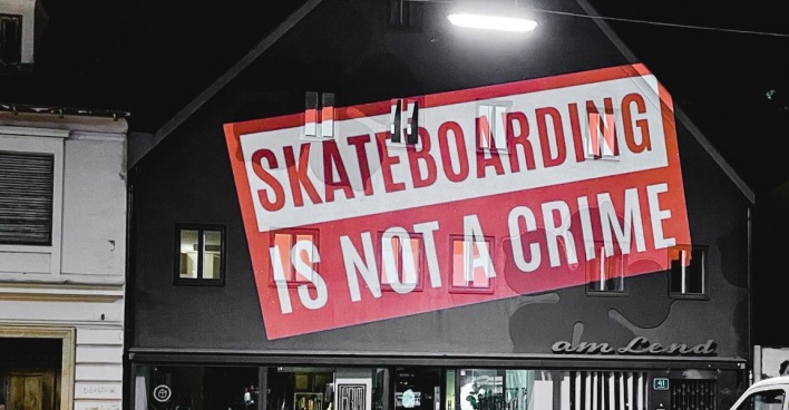 Aktion gegen das Skateverbot in Graz.