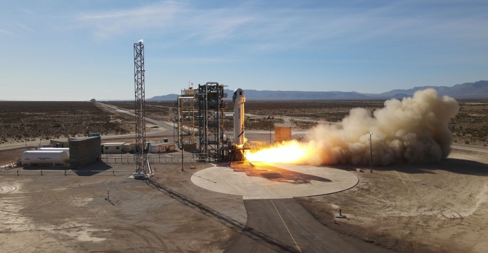 Start einer New Shepard-Rakete | Credit: Blue Origin