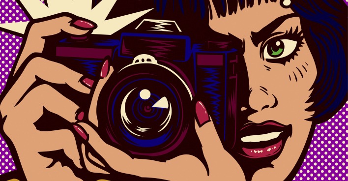 Comic Frau mit Kamera