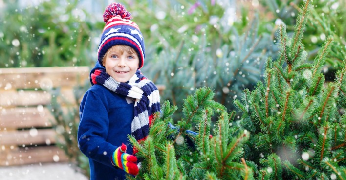 Bub mit Weihnachtsbaum im Schnee | Credit: iStock.com/romrodinka