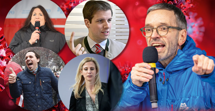 Collage: Monika Donner, Martin Rutter, Alexander Tschugguel, Edith Brötzner und Herbert Kickl