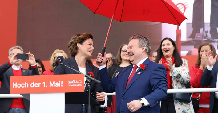 Bundesparteivorsitzende Pamela Rendi-Wagner und Wiens Bürgermeister Michael Ludwig