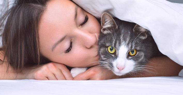 Katze und ihre Besitzerin kuscheln gemeinsam unter der Bettdecke | Credit: iStock.com/Daria Kulkova